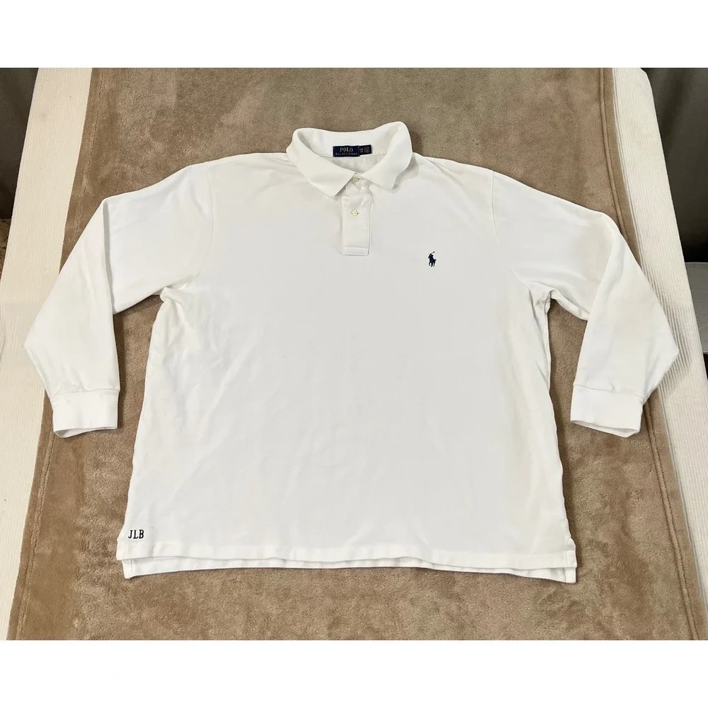 Polo Ralph Lauren polo Shirt Men's size 2XB Big & Tall White pique Long Sleeve